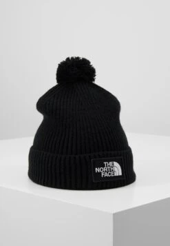 The North Face Logo Box Pom Beanie Unisex - Beanie - Black